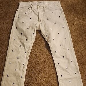 Polo Ralph Lauren White Skull Embroidered Jeans